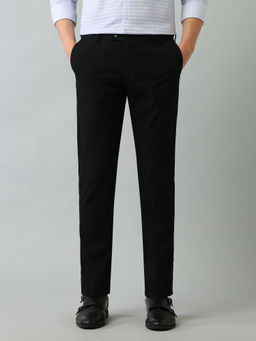 Arrow - Solid Black Polyester Formal Trouser