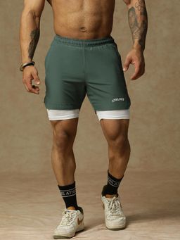Athlisis - Men Slim Fit Training With E-Dry Technology Green Shorts