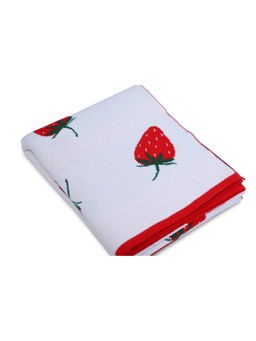 Pomme - 100% Cotton Knitted Jacquard Strawberry Baby Blanket
