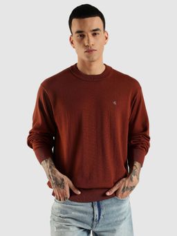 Calvin Klein - Solid Relaxed Fit Cotton Red Sweatshirt