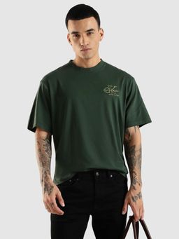 Calvin Klein - Embroidered Logo Relaxed Fit Cotton Green T-Shirt