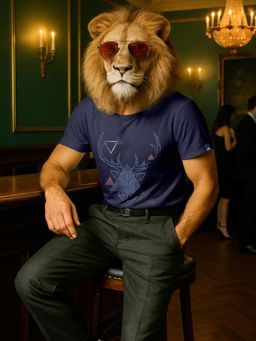 Bewakoof - Party Animal by Bewakoof Men's Inking Blue Stag Graphic Printed T-shirt