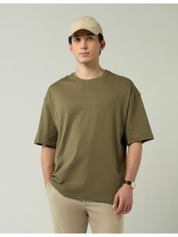 AD By Arvind - Oversized Fit Solid Green T-Shirt