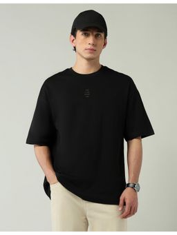 AD By Arvind - Oversized Fit Solid Black T-Shirt