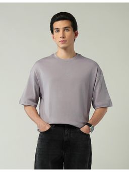AD By Arvind - Oversized Fit Solid Grey T-Shirt