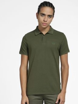 Jack & Jones - Green Logo Print Polo Neck T-shirt