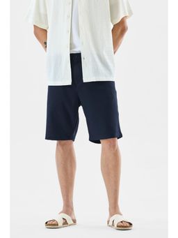 Snitch - Navy Blue Textured Regular Casual Shorts