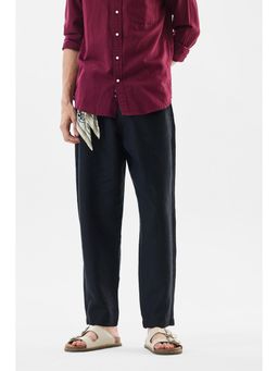 Snitch - Navy Blue Solid Regular Trouser