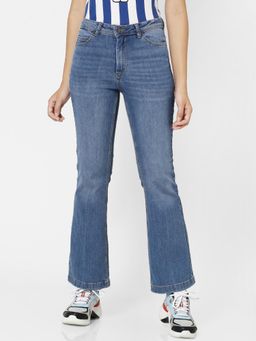 ONLY - Womens Solid Flared Blue Jeans