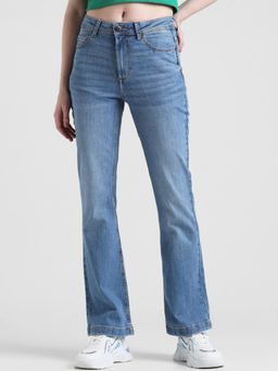 ONLY - Womens Solid Flared Blue Jeans