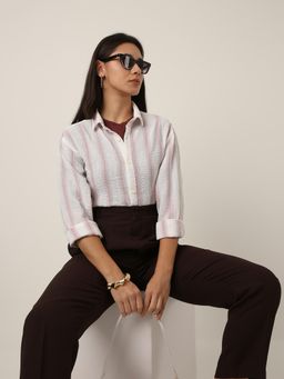 BLNK - Pink Stripes Linen Blend Shirt