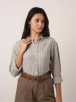 BLNK - Beige Stripes Classic Collar Shirt