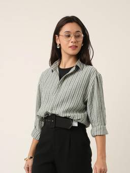 BLNK - Green Stripes Classic Collar Shirt