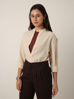 BLNK - Green Stripes Mandarin Collar Shirt