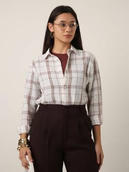 BLNK - Brown Checks Relaxed Fit Shirt