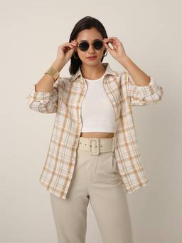 BLNK - Mustard Checks Linen Blend Shirt