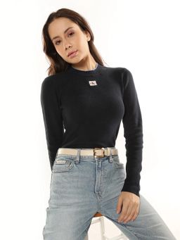 Calvin Klein - Black Regular Fit Cotton Crew Neck Sweater