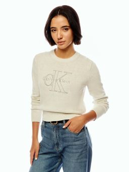 Calvin Klein - Grey Regular Fit Cotton Crew Neck Sweater