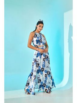 Loveprasha - Blue Floral Print Maxi Dress