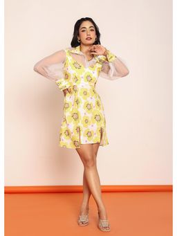 Loveprasha - Mini Printed Dress with Organza Shirt