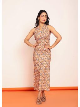 Loveprasha - Adjustable Neck Strap Printed Maxi Dress