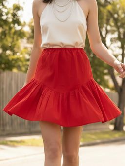 ZUMMER - Red Flared Skirt