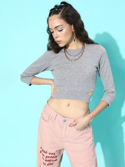 STREET 9 - Grey Cutout Top