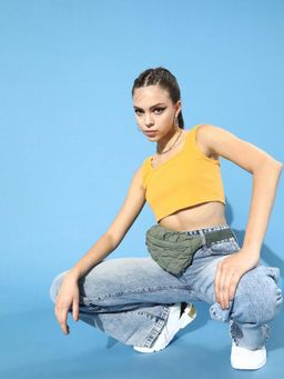 STREET 9 - Yellow Rib Crop Top