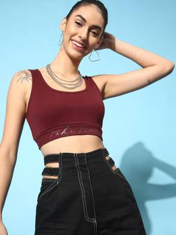 STREET 9 - Wine Rib Crop Top
