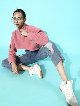 STREET 9 - Pink Fleece Crop Top