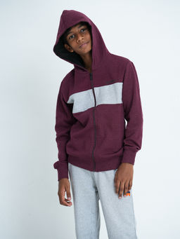 mackly - Boys Maroon Printed Hoodie