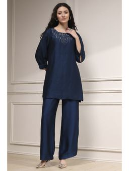 Biba - Women Blue Straight Kurti and Palazzo