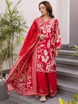 Autumnlane - Kabool Madder Work Kurta and Palazzo with Dupatta