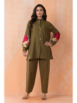 Autumnlane - Sabhya Olive Embroidery Co-Ord Set