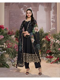 Seerat - Black Embroidery Anarkali Kurta With Pant And Dupatta