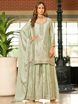 Autumnlane - Tasuvre Fern Full Work Kurta and Sharara with Dupatta