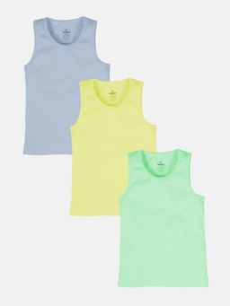 KiddoPanti - Boys Cotton Solid Rib Vest (Pack of 3)