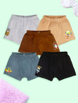 KiddoPanti - Boys Solid Boxer Shorts (Pack of 5)
