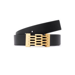 Rare Rabbit - Ribs Primary Black Leather Belts