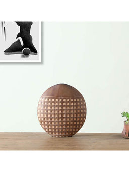 HomeTown - Zenith Polyresin Round Tera Vase 28Cm In Brown