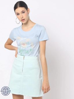 GAP - Womens Blue Graphic Crew Neck T-Shirt