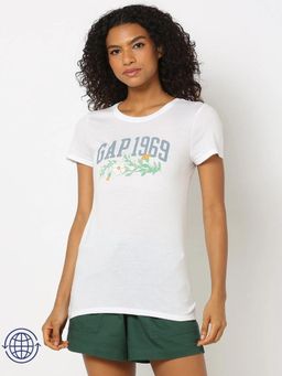 GAP - Womens White Graphic Crew Neck T-Shirt