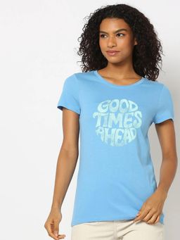 GAP - Womens Blue Graphic Crew Neck T-Shirt