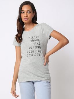 GAP - Womens Grey Letter Print Crew Neck T-Shirt