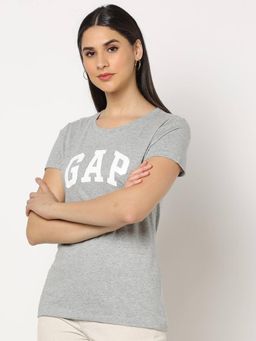 GAP - Womens Grey Melange Crew Neck Half Sleeves T-Shirt