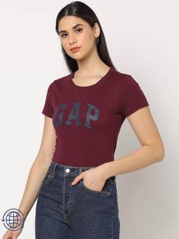 GAP - Womens Wine Round Neck Half Sleeves T-Shirt