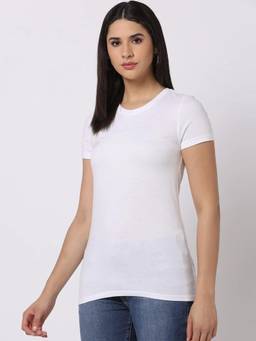 GAP - Womens White Half Sleeves Round Neck T-Shirt