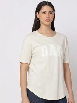 GAP - Womens Beige Round Neck Half Sleeve T-Shirt