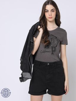 GAP - Womens Grey Graphic Round Neck T-Shirt