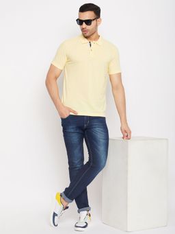 Club York - Men Light Yellow Half Sleeve Polo T-Shirt